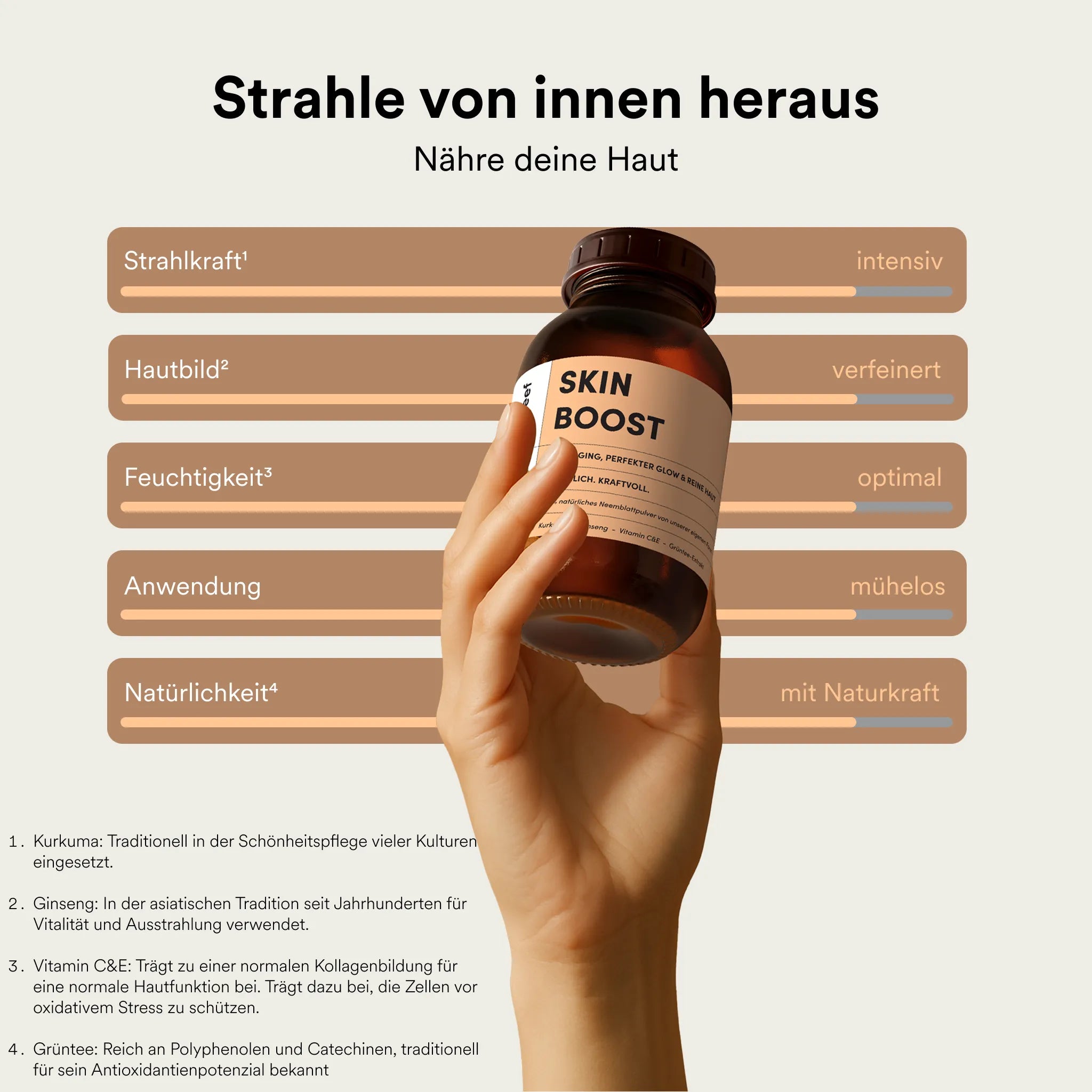 Reeleef Glass Skin Boost . Neem Pulver in Neem Kapseln für Schönheit von innen und Hautpflege von innen