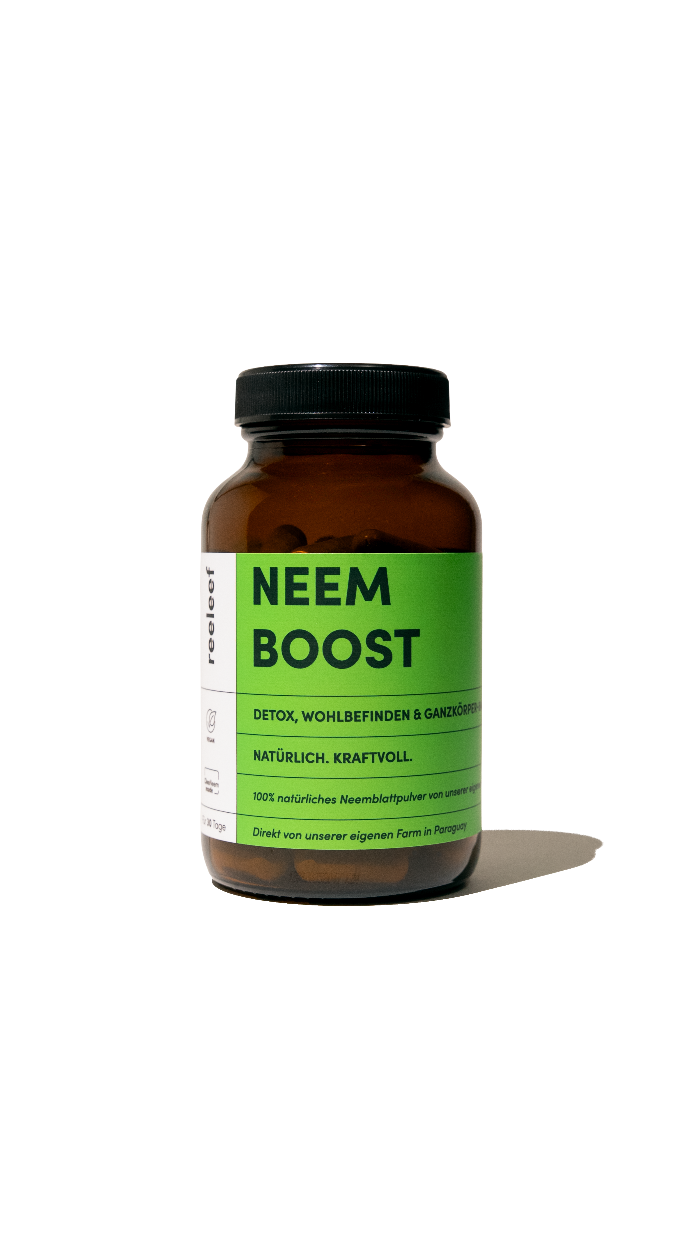 Reeleef Neem Boost - Neem Kapseln im Glas. Neem Pulver in Neem Kapseln für ein natürliches Detox, Magendarmgesundheut und innere ballance