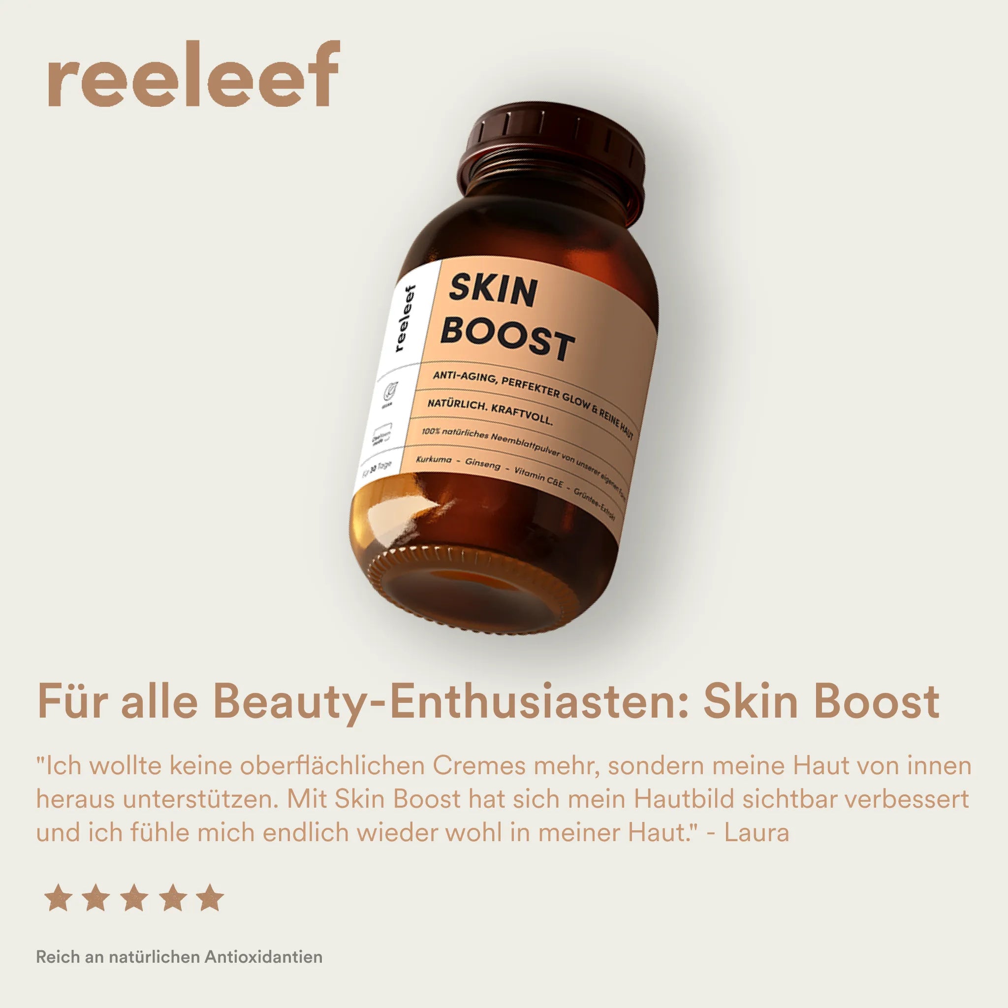 	 Reeleef Glass Skin Boost . Neem Pulver in Neem Kapseln für Schönheit von innen und Hautpflege von innen